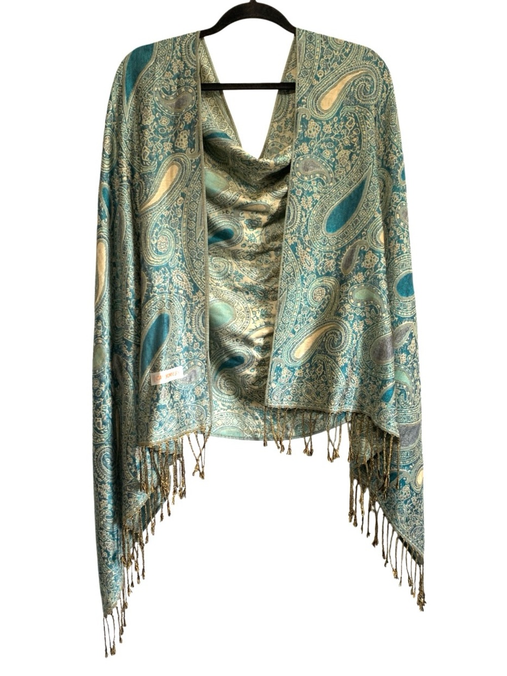 Cashmere & Silk Blend Paisley Print Fringe Scarf